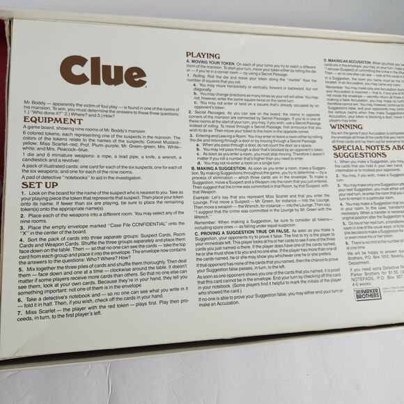 Clue Vintage Classic Board Game 1986 Complete Parker Bros. Game Night Detective - Picture 6 of 16